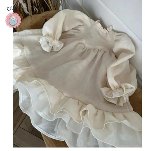 Spring A-line Puff Sleeve Girls Dress