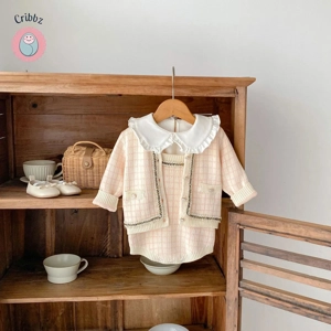 Autumn Baby Knitted Plaid Overalls