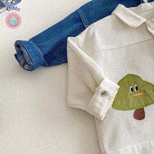 Kids Cartoon Color Block Denim Jacket