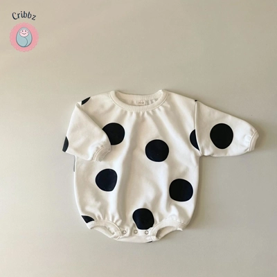 Korean Polka Dot Baby Romper Outfit title=