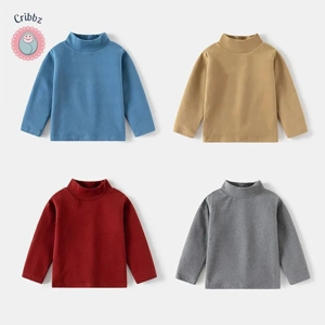 Kids High Collar Solid Color Undershirts