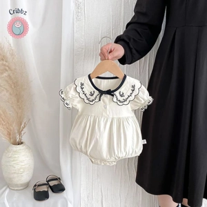 Baby Girls Summer Embroidered Bodysuit Set