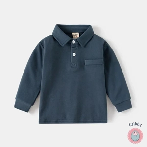 MILANCEL Boys Long Sleeve Polo Shirt