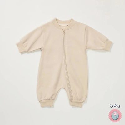 Soft Ribbed Newborn Baby Autumn Romper title=