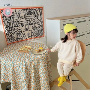 Autumn Casual Kids Waffle Clothing Set