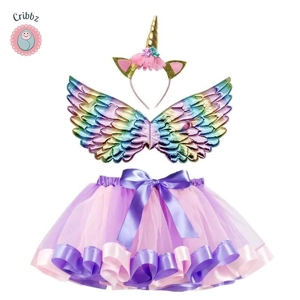 Girls Rainbow Unicorn Tulle Skirt Set