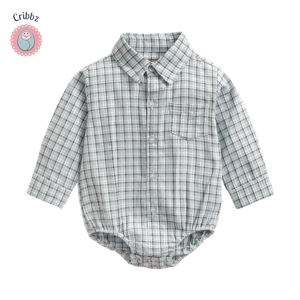 Plaid Cotton Long Sleeve Baby Bodysuit
