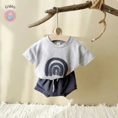 Infant Rainbow Patchwork Summer Set title=