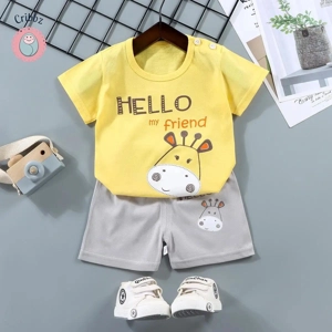 Kids Cartoon Print T-Shirt & Shorts Set