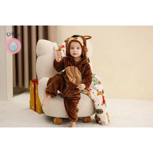 Hooded Flannel Baby Romper Jumpsuit