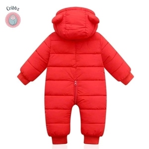 Winter Velvet Hooded Baby Romper Suit