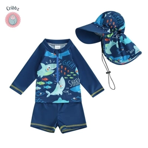 Cute Fish Print Rash Guard Swimsuits