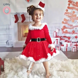 Red Sequined Christmas Princess Dress for Kids
