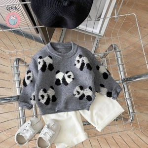 Korean Panda Embroidered Baby Sweater
