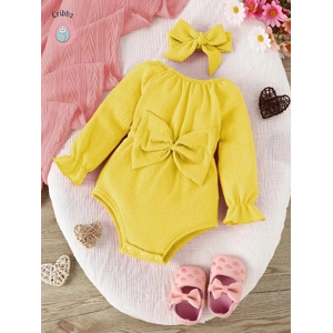 Cute Pink Bow Baby Onesie Set