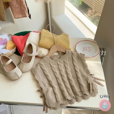 Girls Knitted Sleeveless Vest 1-7 Years title=