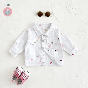 Denim Flower Embroidery Baby Girl Jacket