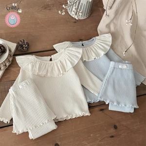 Baby Girls Casual Suit with Lotus Leaf Collar