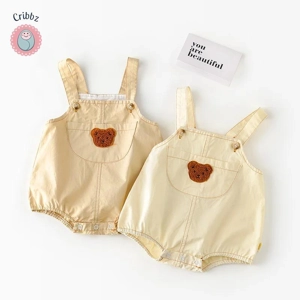 Summer Bear Embroidery Baby Bodysuit