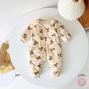 Cute Bear Print Winter Baby Jumpsuit