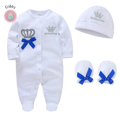Cotton Baby Boys Romper Set with Accessories title=