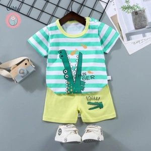 Kids Cartoon Print T-Shirt & Shorts Set