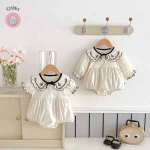 Baby Girls Summer Embroidered Bodysuit Set