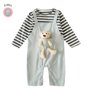 Cute Bear Striped Baby Romper Jumpsuit