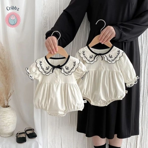 Baby Girls Summer Embroidered Bodysuit Set