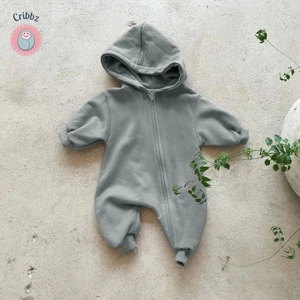 Baby Hooded Zipper Climbing Bodysuit