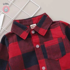 Red Plaid Long Sleeve Baby Boy Romper
