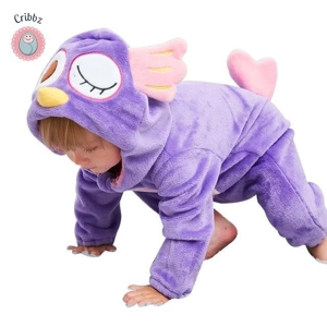 Hooded Flannel Baby Romper Jumpsuit