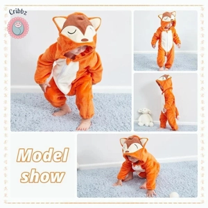 Hooded Flannel Baby Romper Jumpsuit