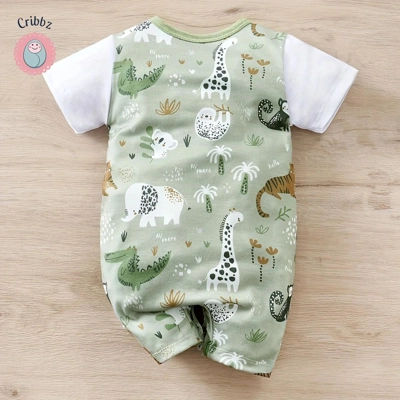 Adorable Infant Zoo Animal Print Romper title=