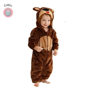 Hooded Flannel Baby Romper Jumpsuit