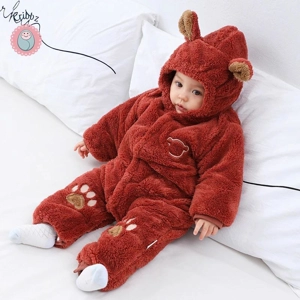 Winter Baby Romper with Ears and Hood