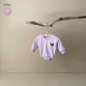 Cute Bear Embroidery Long Sleeve Bodysuit
