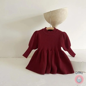Autumn Vintage Style Puff Sleeve Dress