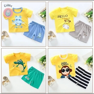 Kids Cartoon Print T-Shirt & Shorts Set