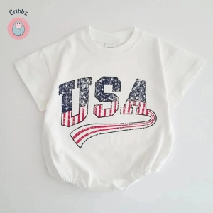 Baby Boys USA Print Short Sleeve Romper