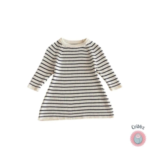 Girls Striped Knitted Sweater Dress