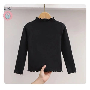 Girls Black Fungus Edge Long Sleeve T-shirt