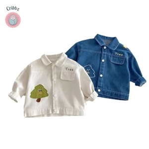 Kids Cartoon Color Block Denim Jacket