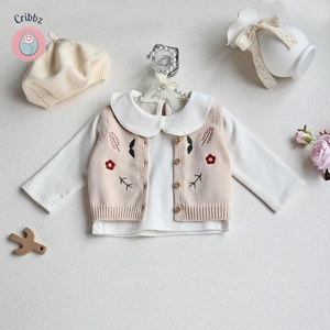 Knit Embroidery Vest for Toddler Girls