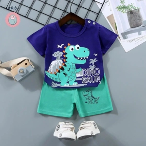 Kids Cartoon Print T-Shirt & Shorts Set