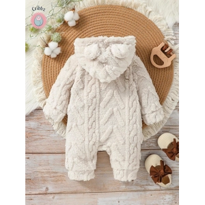 Winter Plush Hoodie Jumpsuit for Boys