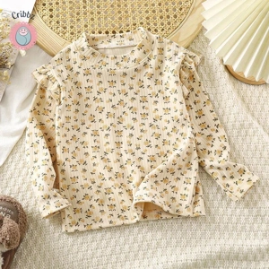 Cute Floral Dots Long Sleeve Kids T-shirt