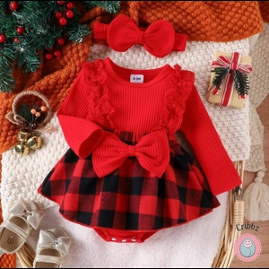 Newborn Baby Girl Christmas Ruffle Romper