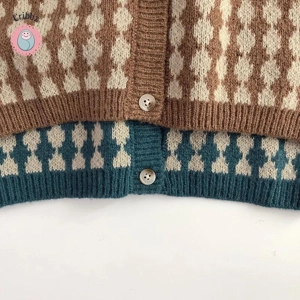Korean Style Plaid Knit Cardigan for Kids