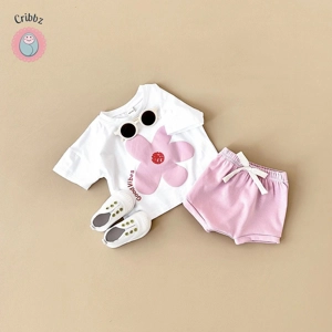 Cartoon Wave T-shirt and Beach Shorts Set